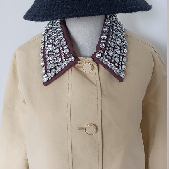 Veronica Beard Arlen Dickey Crystal-Embroidered Coated-Cotton Statement Coat - Picture 3 of 10